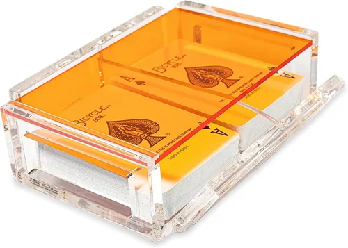 Miniatura 7 de La Canasta - Juego de bandeja para cartas con 2 barajas de cartas en caja acrílica con tapa deslizante y base giratoria, mantiene la pila de cartas
