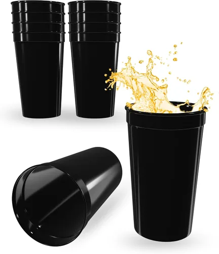 Miniatura 72 de PartyPrints Paquete de 100 vasos de plástico en blanco reutilizables de 10 a 12 onzas, vasos de estadio a granel, sin BPA, aptos para lavavajillas