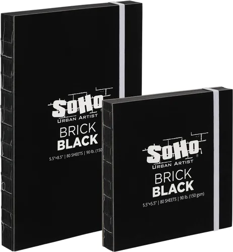 Miniatura 11 de SoHo Urban Artist Cuaderno de bocetos de ladrillo para bocetos, dibujos, lápices de colores, grafito y más, color negro, 5.5 x 5.5 pulgadas