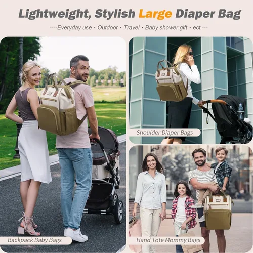 Miniatura 2 de Mochila para pañales: bolsa de bebé para niño y niña, bolsa grande para mamá, bolsillos aislados, agujeros para cargador para hombres y mujeres