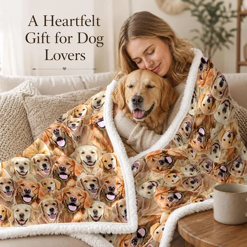 Miniatura 9 de BlessLiving Golden Retriever - Manta con patrones densos de perros, manta de forro polar Sherpa para sofá cama, manta suave y acogedora