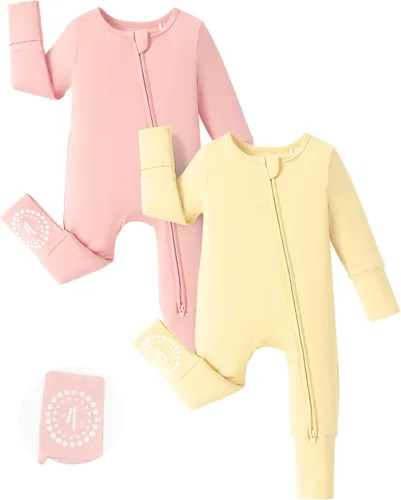 Miniatura 20 de PATPAT Baby Footies - Mameluco de viscosa de bambú para niños y niñas, con cremallera y suela antideslizante, ropa infantil con pies y sin pies