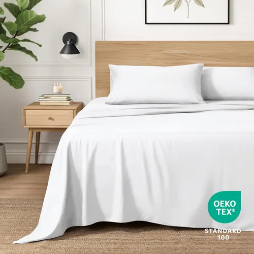 Miniatura 2 de Ivy Union Juego de sábanas de microfibra, ropa de cama de tamaño individual, transpirable y suave, con bolsillo profundo (individual, blanco)