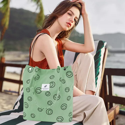 Miniatura 41 de Ayieyill - Bolsa de pana para mujer y niña, con correa de lona para colgar al hombro, bolsa con bolsillo