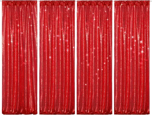 Miniatura 14 de PartyDelight Cortinas de fondo de lentejuelas color azul bebé, 2 paneles de 2 x 8 pies, alta densidad de 0.118 in, fondo de lentejuelas brillantes