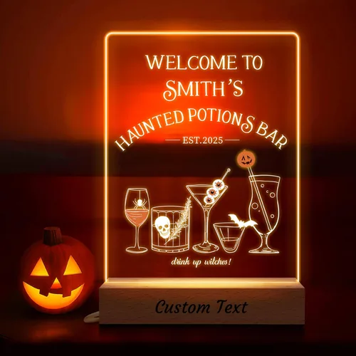 Miniatura 12 de Letrero de Bar Personalizado, Regalos para Bar en Casa, Placa Acrílica LED Personalizada Luz Nocturna, Letrero LED Iluminado para Decoración de Pub