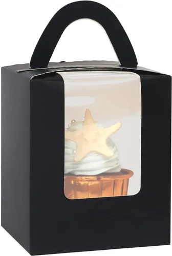 Miniatura 13 de qiqee Cajas individuales de cupcakes de Navidad, 50 unidades, cajas de magdalenas individuales con ventana 3.7 "3.7" x 4.5 " caja de magdalenas