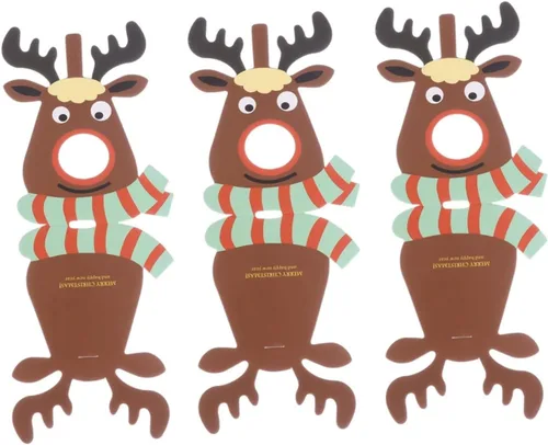 DOITOOL 25 tarjetas de papel de piruleta de Navidad, alce, reno, caramelo, decoración de ciervos, piruletas, titular de dulces, suministros de