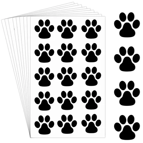 Harloon 20 hojas de 300 tatuajes temporales de huellas de patas, tatuajes faciales para perros, calcomanías extraíbles para Cheer Patrol para Negro