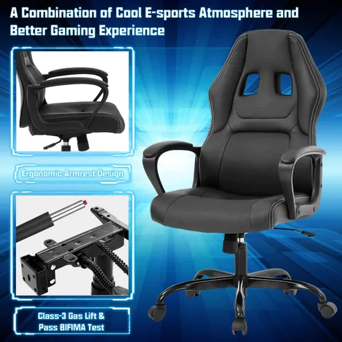 Miniatura 8 de Silla gamer para computadora PC, silla de oficina para adultos, adolescentes y niños, silla ergonómica de piel sintética con soporte lumbar
