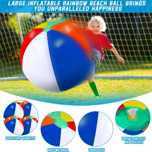 Miniatura 4 de Supervitae 4 piezas de pelota de playa gigante de 27 pulgadas, pelota de playa inflable grande, juguetes de piscina para fiesta de verano