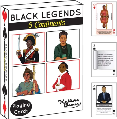 Kulture Games Playing Cards: Black Legends - Juego de cartas de trivia de leyendas para familia y adultos - Historia negra inspiradora