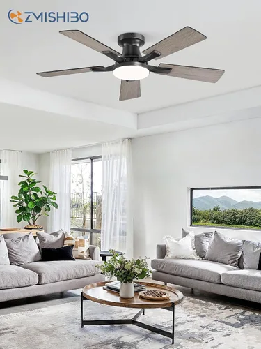 Miniatura 8 de ZMISHIBO Ventilador de techo de 42 pulgadas con luz, aplicación y control remoto, perfil bajo de montaje empotrado, luz LED regulable de 20 W, motor