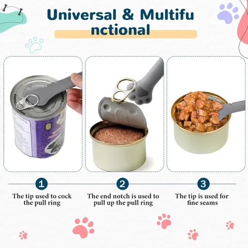 Miniatura 4 de Uiifan Tapa de comida para gatos, tapas para latas de comida para gatos, 8 piezas, juego de 5 tapas de silicona para gatos húmedos, 2 cucharas