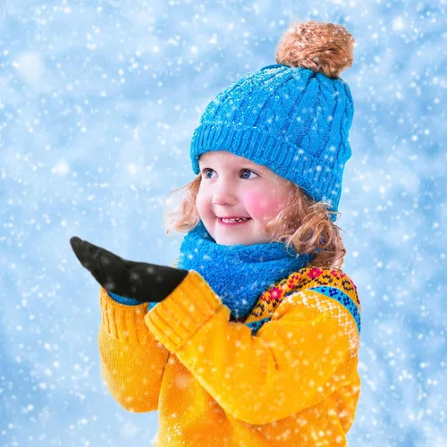 Miniatura 2 de Boao 6 pares de guantes para niños, dedos completos, guantes de punto para niños pequeños, guantes cálidos de invierno para niños y niñas