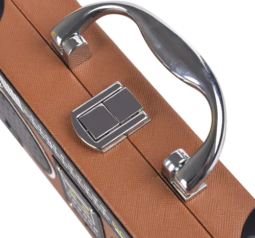 Miniatura 7 de QZUnique Bolso de hombro en forma de cinta con grabador de radio PU Crossbody bolso de noche retro para mujer, bolso de mano