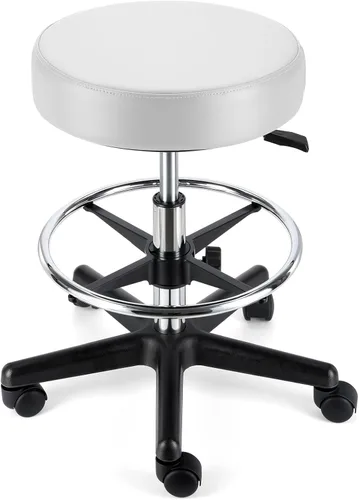 Miniatura 11 de JMU Taburete rodante con ruedas, taburete de asiento grande de cuero de PVC, capacidad de peso de 400 libras, altura ajustable resistente para Azul