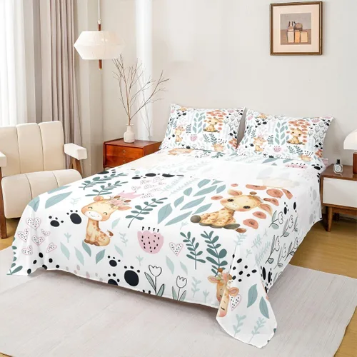 Miniatura 27 de Erosebridal Juego de sábanas de animales de la selva para niñas y niños, juego de sábanas de safari salvaje con diseño de elefante, oso, tigre