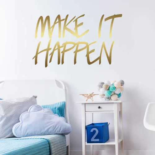 Miniatura 3 de Make It Happen – Beso Cut Hello calcomanía decorativo para pared, diseño de cita by chromantics Black