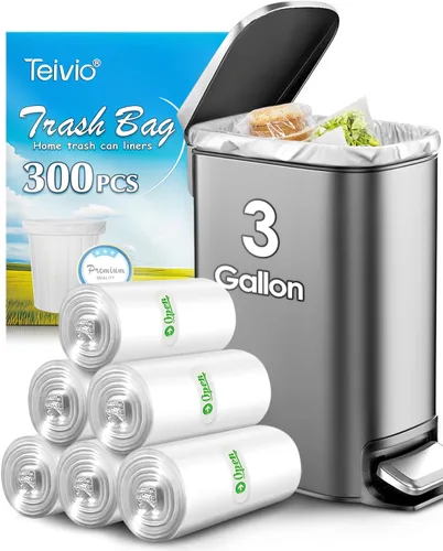 Miniatura 11 de Teivio - Bolsas de basura medianas sin perfume de 8 galones, 220 unidades, para bolsas de basura de 7, 8, 9 y 10 galones de grosor, bolsas