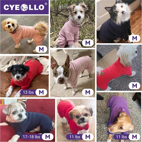 Miniatura 6 de cyeollo Pijama de forro polar para perro, abrigo térmico para perro, overol elástico, pijamas cálidas para mascotas para perros pequeños, color gris