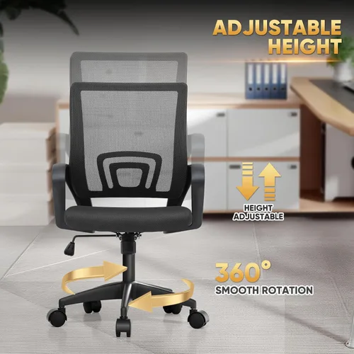 Miniatura 6 de Magshion Silla ergonómica de escritorio de oficina, silla de computadora de malla con respaldo medio, silla giratoria con respaldo transpirable