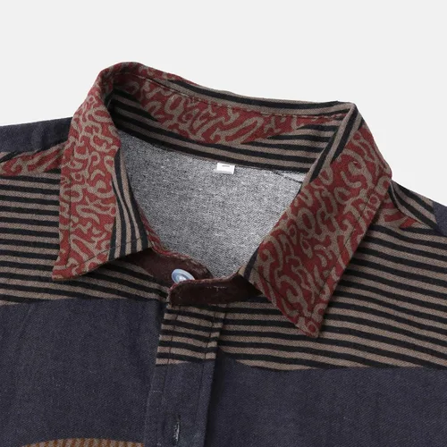 Miniatura 5 de Men's Vintage Button-Down Shirts Tees Tie Dye Patchwork Print Cardigan Blouses Turn-Down Retro Tops Short Sleeve