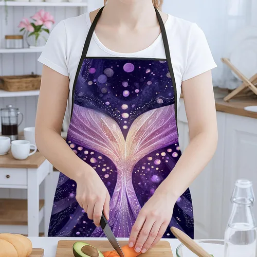 Miniatura 2 de Delantales fantásticos para cocinar, diseño de sirena de fantasía violeta, delantal para adultos, delantal mágico artístico lavable para limpieza