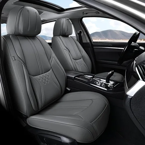 Miniatura 10 de BWTJF Fundas de asiento de automóvil negras juego completo, fundas universales para asientos delanteros y traseros para autos, protectores
