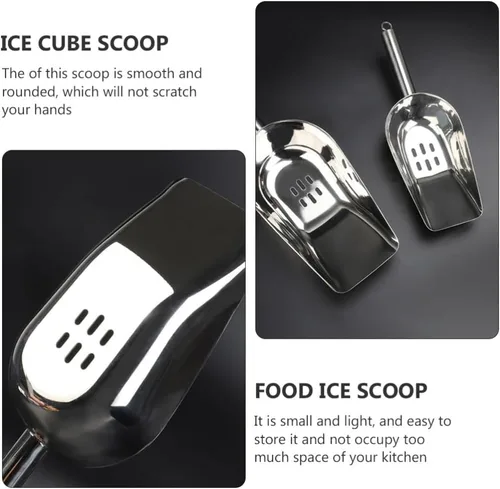 Miniatura 7 de Cuchara de hielo de filtro de hielo de acero inoxidable Cuchara de alimentos Pala de filtro de hielo Cuchara de filtro de hielo Cuchara de metal