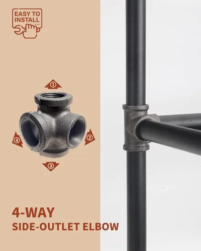 Miniatura 4 de Conector de codo de salida lateral de 4 vías de hierro maleable negro en ángulo recto (paquete de 1) (1 pulgada)