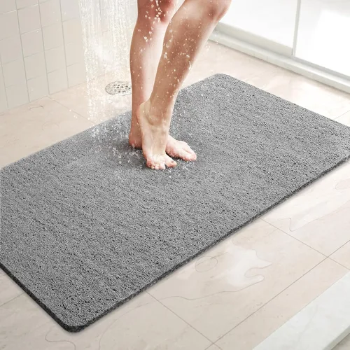 Miniatura 19 de LuxStep - Tapete de ducha, de 24 x 36 pulgadas, tapete de baño antideslizante con drenaje, tapete de baño de cloruro de polivinilo, de secado Gris
