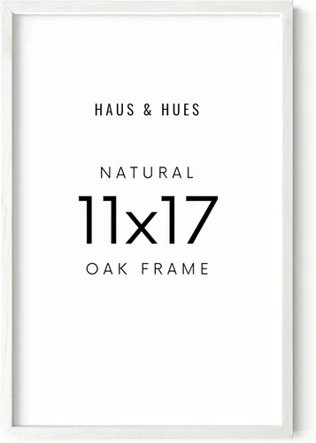 HAUS AND HUES Marco de madera de roble blanco de 11 x 17 pulgadas, marco natural para pósteres y fotos (marco de roble blanco)