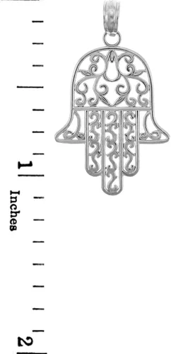 Miniatura 2 de Colgante Hamsa de plata de ley 925 con filigrana judía, No es una piedra preciosa