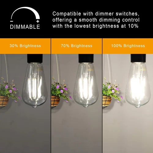 Miniatura 3 de Ascher – Bombillas LED regulables con diseño vintage, rosca Edison, 6 vatios equivalentes a 60 vatios, luz blanca fría brillante 4000K, CRI de 80+
