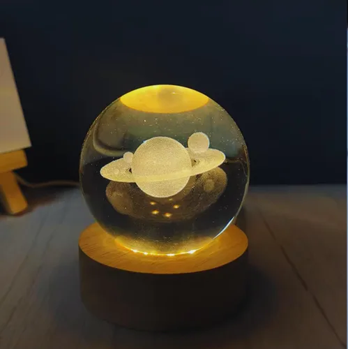 Miniatura 8 de C&M Luz nocturna de bola de cristal cósmico 3D, lámpara de figura de planeta cósmico, bola de cristal decorativa, pisapapeles, decoración