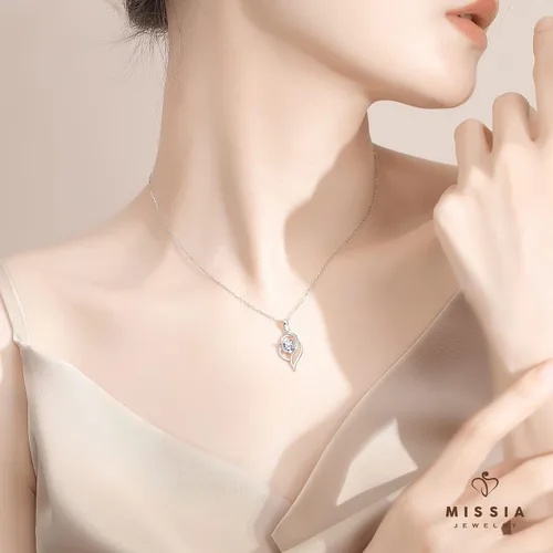 Miniatura 4 de Missia Moissanite Sterling Silver Necklace With Walnut Jewelry Box Gift For Her Woman Wife Girlfriend Daughter Present For Birthday Valentine