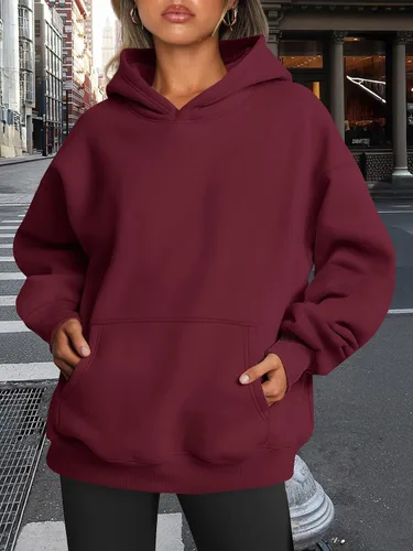 Miniatura 178 de Trendy Queen - Sudaderas extragrandes con capucha para mujer, suéteres de manga larga, sin botones, de vellón, de otoño, ropa de invierno
