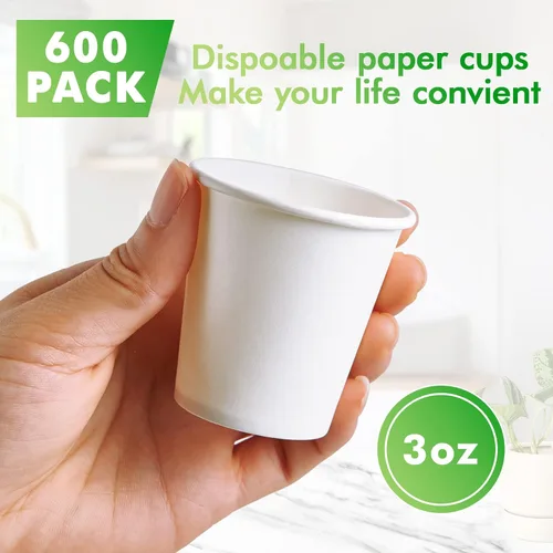 Miniatura 2 de TV TOPVALUE Vasos de Papel de 3 oz, 600 Unidades, Desechables para Baño, Enjuague Bucal, Vasos Blancos para Espresso, para Fiestas, Pícnic, Viajes