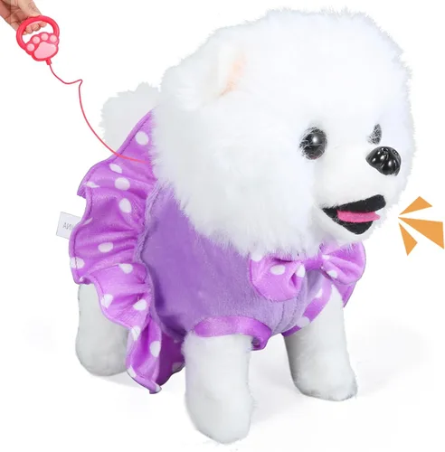Miniatura 7 de Juguete de Cachorro de Peluche Interactivo que Camina, Perro Robot Electrónico con Control Remoto Cola Realista que Menea, Juego de Aseo Rico