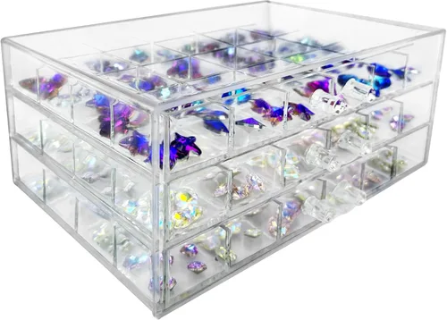 Miniatura 2 de Organizador de uñas de 3 niveles para 72 celosías y almacenamiento de acrílico transparente, accesorios de joyería de uñas, estuche