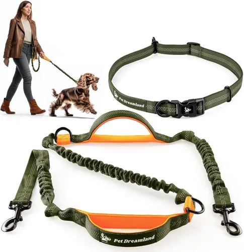 Exquisita correa de perro manos libres para perros pequeños | Correa de cintura para pasear perros | Correa de correr para perros | Correa de Caqui