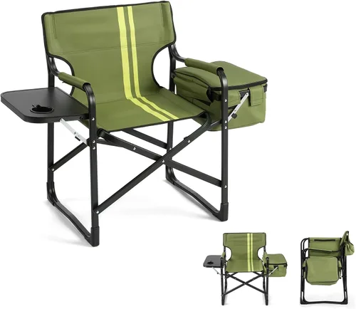 Miniatura 12 de Black Light Weight Camping Directors Chair for Camping Aluminum Frame and Oxford Fabric Supports 300 lbs, Foldable and Portable, with Side Cooler