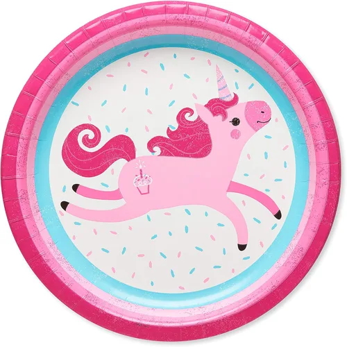Miniatura 11 de American Greetings Suministros de fiesta de unicornio, platos de postre de papel (40 unidades)