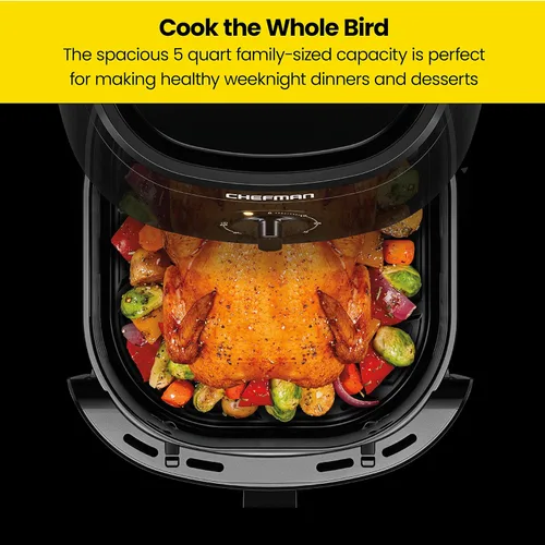 Miniatura 4 de Chefman TurboFry - Freidora de aire de 2 cuartos de galón, cesta y bandeja apta para lavavajillas, utiliza poco o ningún aceite para alimentos Negro