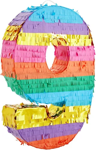Miniatura 10 de BLUE PANDA Piñata arcoíris número 0 diseño de mariposa – 11.4 x 16.5 x 3 pulgadas, multicolor – Construcción de papel corrugado fácil de rellenar