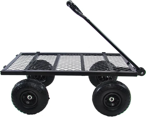 Miniatura 4 de Carrito de utilidad para exteriores de alta resistencia, carrito de jardín con lados extraíbles, carrito de herramientas rodante de acero, carrito