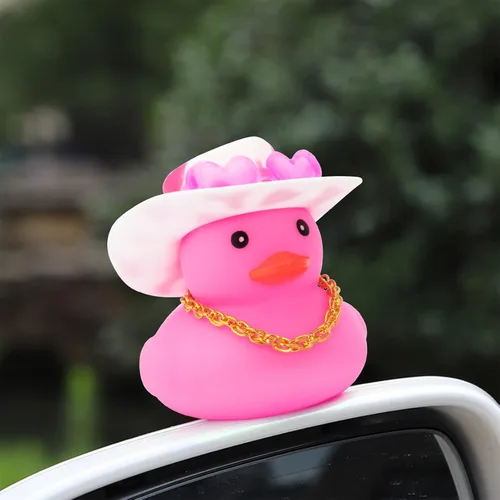 Miniatura 4 de wonuu Accesorios rosas para automóvil, sombrero de vaquero, patos de goma, decoración de tablero de automóvil, patos de goma, accesorios rosados