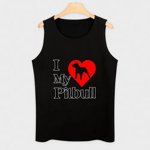 Miniatura 3 de I Heart My Pit Bull Dog Men's Cotton Vest Gym Tank Tops Muscle Casual Sleeveless Tees Shirts