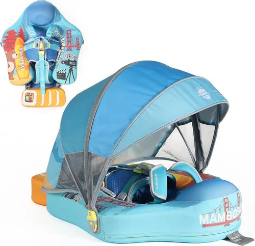 Miniatura 8 de Mambobaby Float Deluxe - Flotador de piscina para bebés: entrenador de natación seguro y cómodo para bebés y niños pequeños, diseño no inflable, Rosa